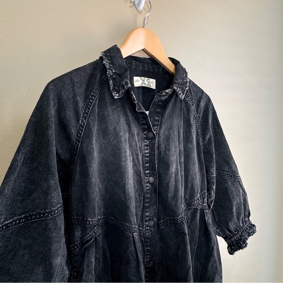 NWT Free People We The Free Hannah Denim Mini Dress Black Oversize Size XS - Picture 9 of 16